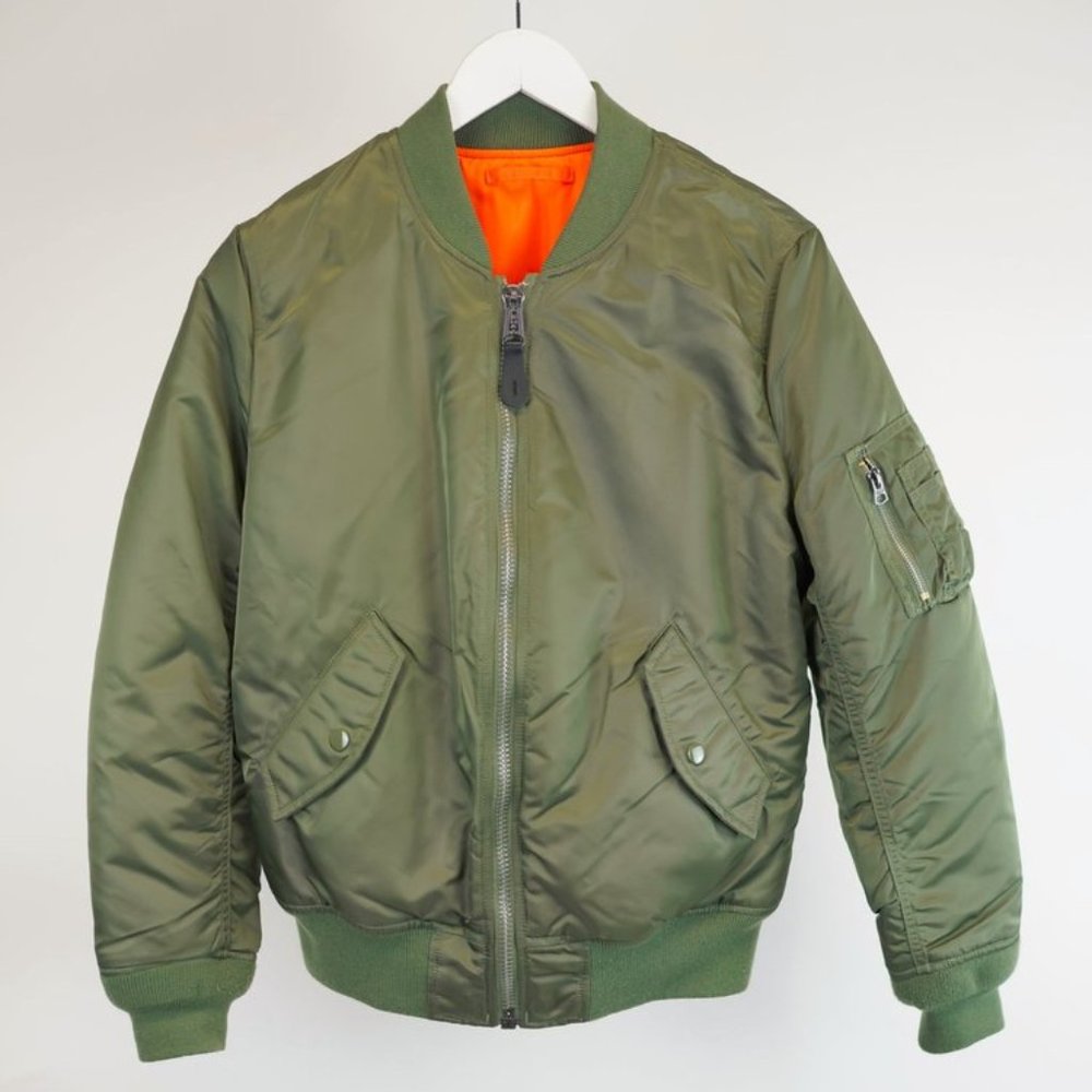 ALPHA INDUSTRIES - Green Reversible MA-1 Bomber Flight Jacket
